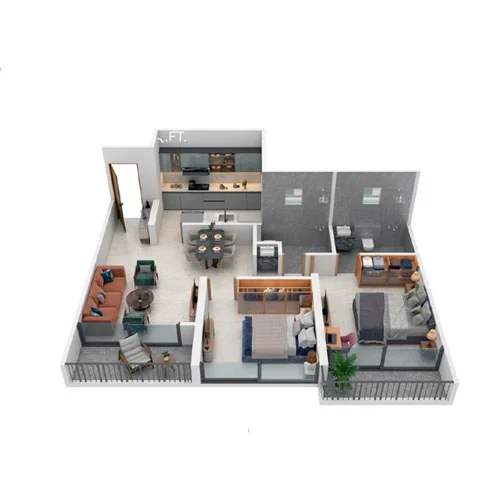 Majestique Codename Prime West Balewadi 2 BHK Floor Plan Image